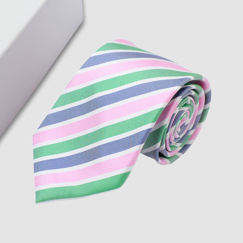 時尚彩色條紋桑蠶絲領帶